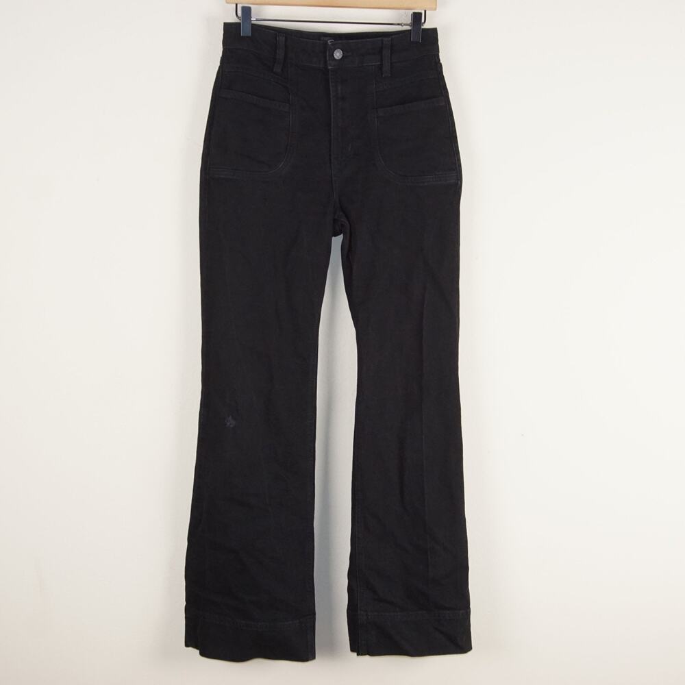 Rails Alamitos Blackout Flared Trouser Wide Leg Jeans Womens Sz 28 Damage